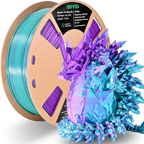 Vista 10 de OVV3D - Filamento PLA para impresora 3D de 8.82 oz x 4 bobinas, PLA Transparente Pla Multicolor