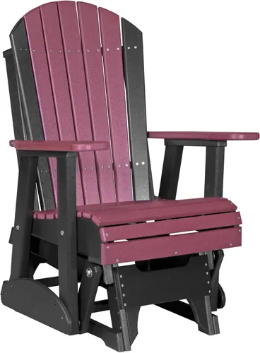 Vista 10 de LuxCraft Silla mecedora Adirondack de 2 pies, mecedora para patio al aire libre, balancín deslizante para exteriores (caoba antigua)