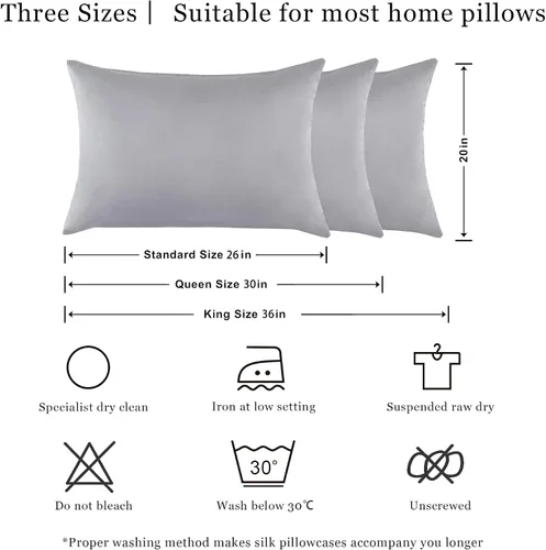 Vista 6 de Sutuo Home Funda de almohada de seda gris para el cuidado del cabello y la piel, ambos lados 19 Momme 6A Mulberry pura seda real funda de almohada