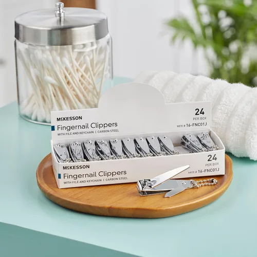 Vista 7 de McKesson Cortaúñas con lima – Cortaúñas de acero con palanca de apriete para el pulgar y llavero, 2.142 in x 0.531 in, 24