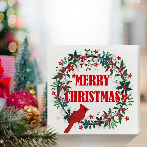 Vista 5 de Letrero de madera para decoración navideña, decoración de mesa cardenal de Navidad, decoración de Navidad, cocina, sala de estar, hogar, casa