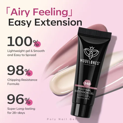 Vista 6 de Modelones - Juego de gel de extensión de uñas de polietileno, kit de gel de 12 colores con tonos rosa brillante y desnudo, para manicura francesa