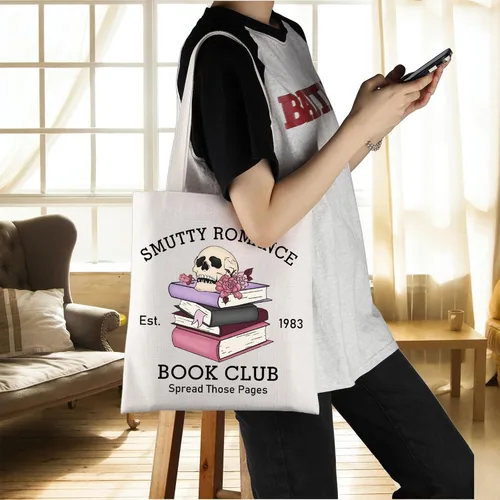 Vista 6 de ENSIANTH Smutty Romance Tote Bag Literatura Bookish Gift Spicy Reader Lover Gift Smut Book Reader Handle Bag