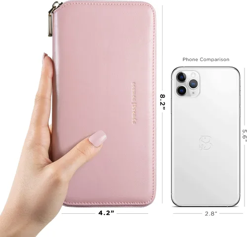 Vista 5 de SERMAN BRANDS Billeteras clásicas de embrague para mujer con bloqueo RFID. Cartera con soporte para teléfono