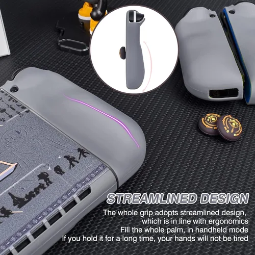 Vista 5 de DLseego Zelda Switch OLED Protective Case Silicone Soft Cover Shockproof Skin Joy Con Shell with 4PC Zelda Eye Thumb Grips Caps