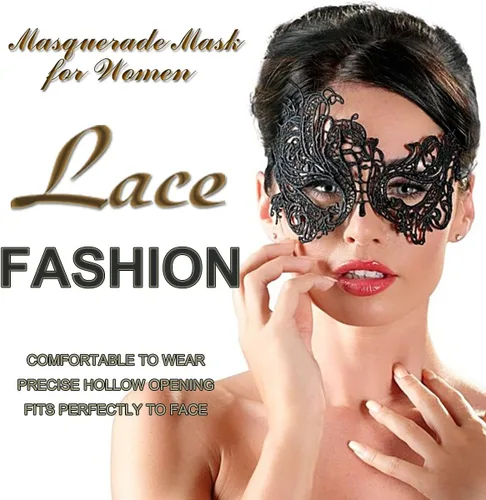 Vista 5 de Máscara de mascarada para mujer, máscara de encaje para Halloween, carnaval, Mardi Gras, disfraz de fiesta