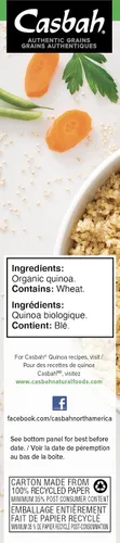Vista 3 de Casbah Quinoa, grano entero, orgánico, 7 onzas (paquete de 6), súper grano, perfecto para hacer guarniciones fáciles y sabrosas, vegano y vegetariano