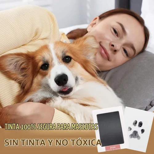 Vista 5 de Kit de marco de huellas para perro, gato y bebé, marco conmemorativo de madera extragrande, almohadilla sin tinta y kit de impresión de arcilla Negro