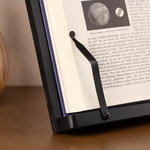 Vista 5 de Navaris Soporte para libros de bambú – Manos libres Receta de lectura libro de cocina soporte para tabletas con 2 soportes de metal ajustables