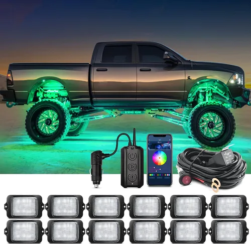 Vista 12 de MICTUNING C3 Luces de Roca RGBW Extensibles - 4 Módulos de Luces de Neón Multicolor para Bajos con Aplicación Bluetooth y Caja de Control