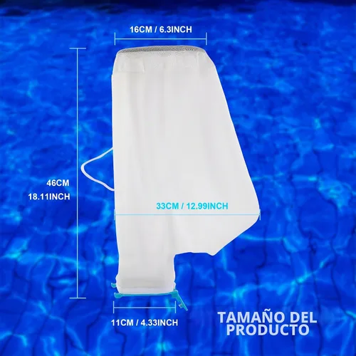 Vista 2 de Bolsa de malla de repuesto prémium para aspiradora de piscina, 50 micras