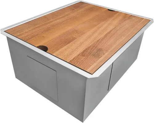 Vista 16 de Ruvati Fregadero de Preparación de Barra Estación de Trabajo de 13 pulgadas con Tapa - Fregadero de Cocina de Acero Inoxidable Calibre 16 Bajo