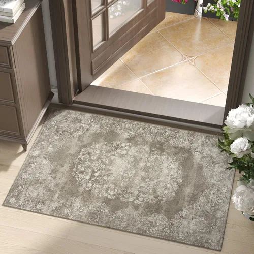 Vista 187 de jinchan Fiora - Alfombra lavable de área pequeña, alfombra de entrada floral de medio círculo de 2 x 3, tapete de media luna de pelo bajo, suave