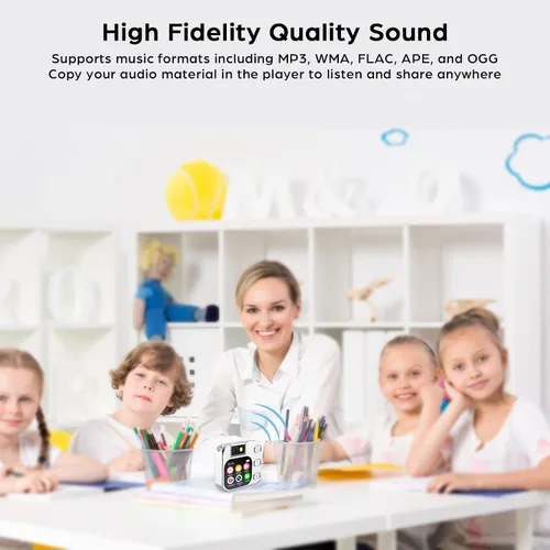 Vista 4 de Reproductor de MP3 de 64 GB con Bluetooth y cámara de 180 ° Reproductor de música MP3 portátil de 2.01 pulgadas, pantalla táctil de alta fidelidad