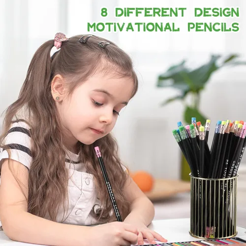 Vista 2 de Gersoniel 60 piezas Lápices personalizados con nombre Lápices motivacionales divertidos Lápices de color inspiradores para estudiantes Lápices
