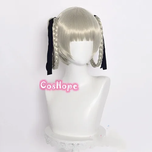 Vista 4 de Peluca de cosplay Kirari Momobami Cosplay Kakegurui Cosplay 11.8 in gris peluca Cosplay Anime Cosplay Pelucas sintéticas resistentes al calor