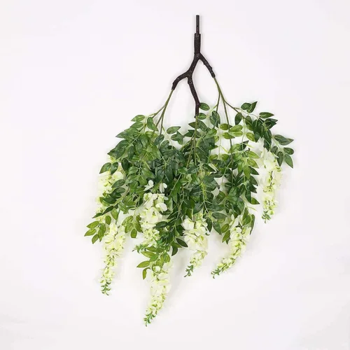 Vista 6 de Efavormart 140 cm Crema Artificial de Seda Glicinia Vid Colgante Dosel Redondo, Guirnalda de Flor Candelabro con Ramas Intercambiables
