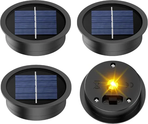Vista 11 de Paquete de 4 piezas de repuesto de luz solar, parte superior de repuesto de luz solar impermeable con bombillas LED para linternas solares