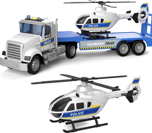 Vista 9 de DOWELLIN Vehículo transportador de juguetes para niños, incluye auto transportador y camión bulldózer, juguete de autos, regalo de cumpleaños
