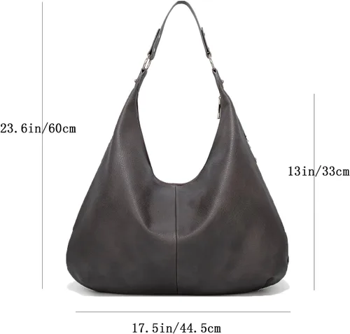 Vista 3 de Bolso Hobo para mujer, de piel sintética, suave, holgado, con cremallera