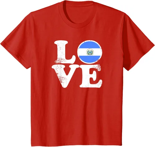 Vista 3 de Love El Salvador Flag tShirt Home Pride Distressed Tee T-Shirt