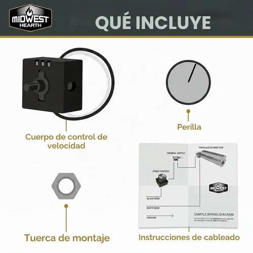 Vista 2 de Kit de control de velocidad de ventilador Midwest Hearth Sopladores para chimenea y estufa Controlador de velocidad variable con botón