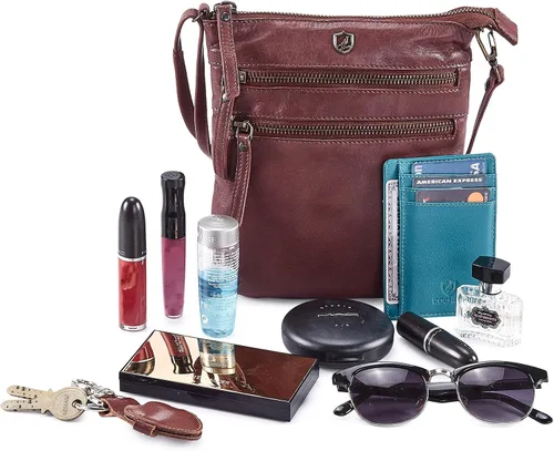 Vista 6 de Bolso bandolera para mujer, pequeño bolso de cuero real, bolso cruzado de viaje vintage hecho a mano
