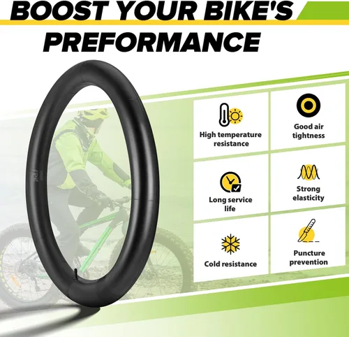 Vista 6 de 1/2/4 Pack 20x4 26x4.0 Fat Bike Tube with AV 32mm Schrader Valve, Premium Butyl Rubber Fat Tire Bike Tubes with Tire Levers, 20, 26x3.5-4.5 Bike