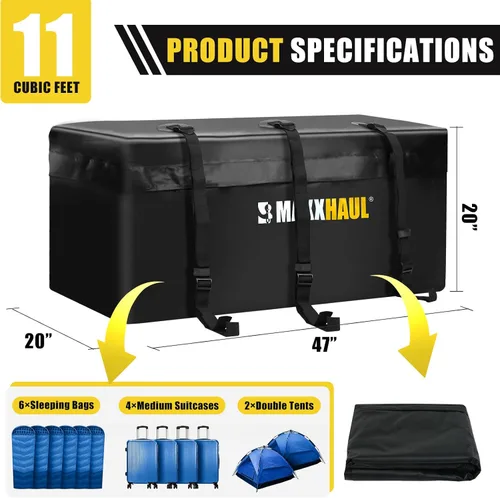 Vista 2 de MaxxHaul 70209 Bolsa de transporte de carga de carcasa suave para portaequipajes de montaje en enganche, resistente y resistente al agua, 47