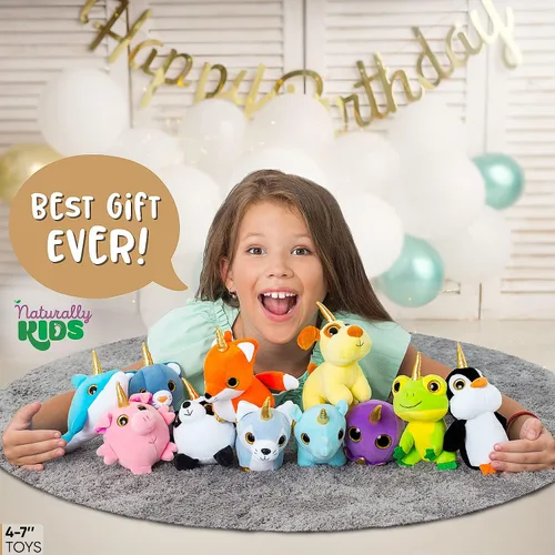 Vista 2 de Naturally KIDS Animales de peluche, regalos para niños y niñas, juego de juguetes de unicornio de peluche 11