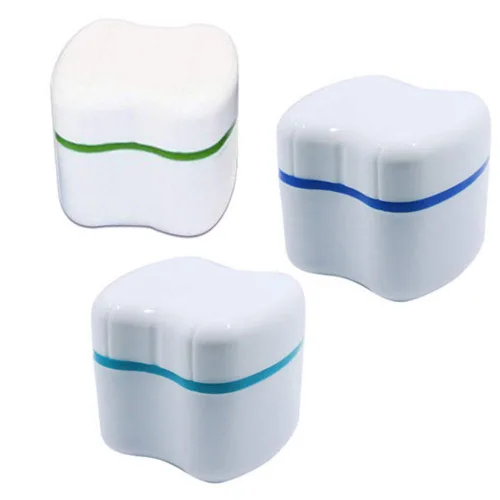 Vista 2 de Taza de dentadura, caja de baño para dentadura postiza, caja de baño para limpieza, almacenamiento y recuperación, color aleatorio, 1 pieza