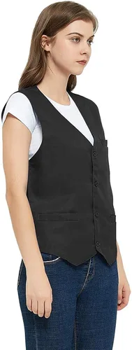Vista 4 de TOPTIE Chaleco unisex con botones para uniforme de trabajo