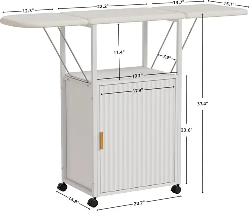 Vista 2 de Tabla de planchar con armario de almacenamiento, tabla de planchar plegable con almacenamiento, mesa plegable compacta para lavandería, escritorio
