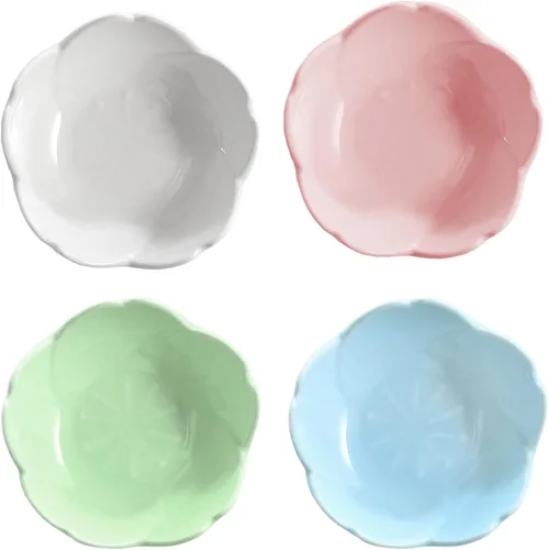Vista 6 de WAIT FLY Hermosos platos de cerámica con forma de Sakura de 3 pulgadas, soportes para bolsas de té, platillo de ketchup / platos