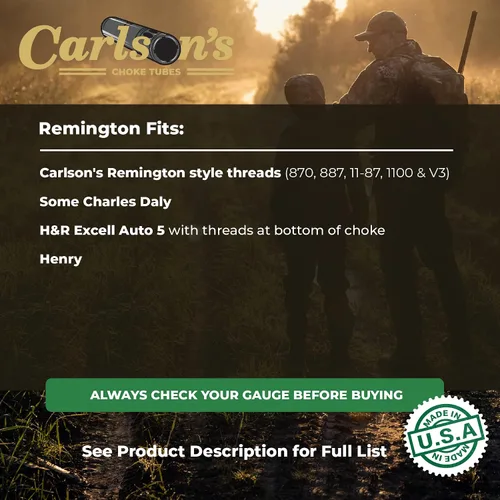 Vista 2 de Tubos de estrangulamiento Carlsons Calibre 12 para Remington Acero inoxidable Tubo de estrangulamiento para arcilla deportiva Fabricado en EE.
