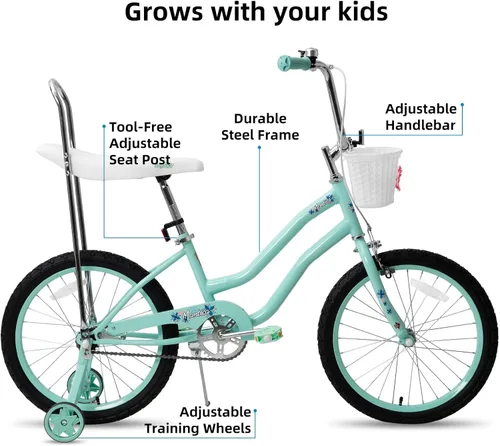 Vista 2 de JOYSTAR Manteca 20 Inch Kids Bike with Training Wheels, Banana Seat Bike for Girls Ages 6 and Up, Kids' Bicycle, Adjustable Seat & Handlebars