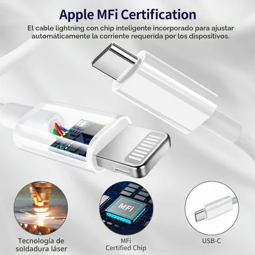 Vista 5 de Cargador USB C para iPhone, carga rápida, paquete de 3 unidades de 20 W, tipo C, cargador de pared con cable de carga USB C de 6 pies de largo