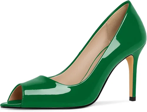 Vista 31 de Eldof Zapatos de tacón alto con punta abierta para mujer, con puntera abierta, para boda, sexy, para novia, clásicos, de 3.5 pulgadas Beige