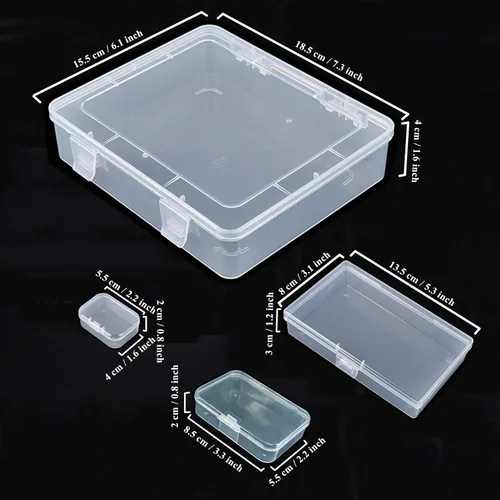 Vista 4 de Goodma Caja organizadora rectangular de plástico transparente con tapas con bisagras para objetos pequeños y otros proyectos de manualidades