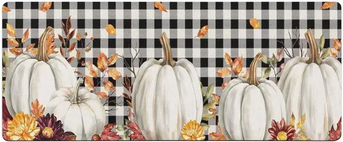 Vista 7 de Tapete de baño con diseño de calabaza a cuadros para bañera, antideslizante, de secado rápido y absorbente, de tierra de diatomeas, para fregadero