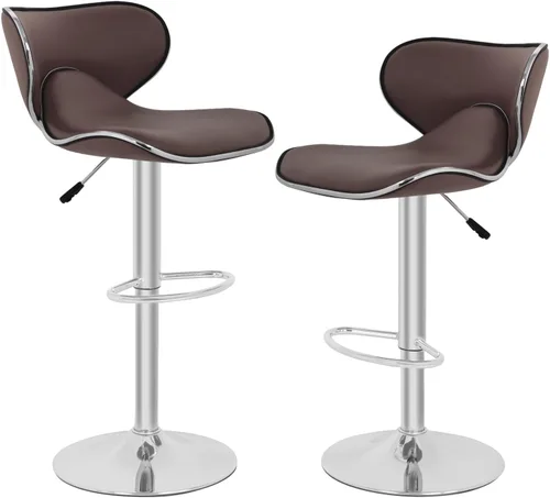 Vista 9 de PayLessHere Taburetes de bar taburetes de mostrador con altura ajustable giratorias, respaldo de piel sintética, juego de 2 sillas de comedor