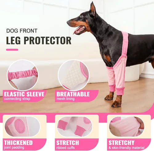 Vista 4 de Funda para patas de perro para patas delanteras, almohadillas protectoras Rosa