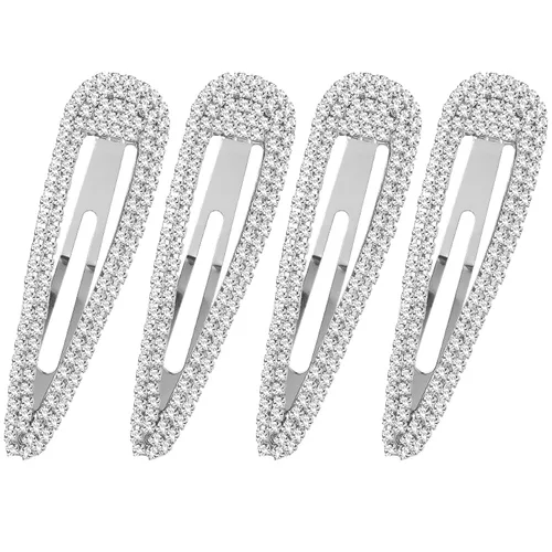 Vista 8 de HINZIC 4 pinzas para el cabello con diamantes de imitación de 3 pulgadas, antideslizantes, pasadores dorados, de metal, para boda, graduación, San