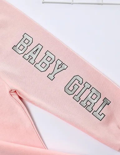 Vista 6 de Menglang Conjunto de sudadera corta con capucha y pantalones para niña pequeña para otoño e invierno