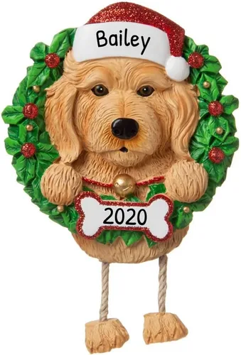 Vista 19 de Adornos de Navidad personalizados para perros 2024 – Corona de perro Beagle Adornos de Navidad para amantes de los perros, adorno de primera Navidad