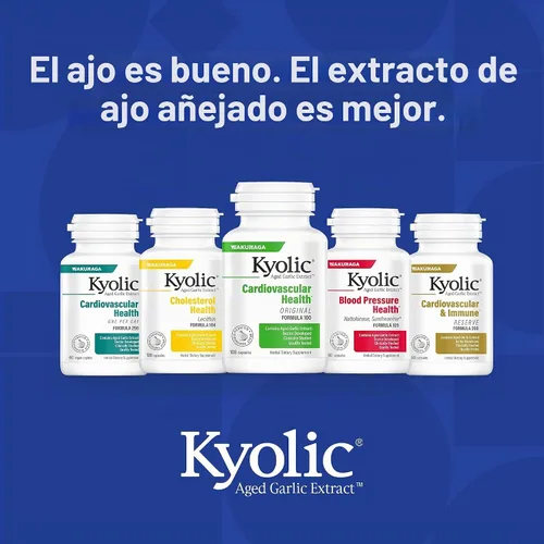 Vista 8 de Kyolic Fórmula 104 Aged Extracto de ajo, Lecitina, Colesterol, Cápsulas, 182402, 1, 1 Extracto de ajo envejecido orgánico inodoro y lecitina