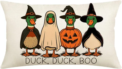 Vista 11 de Funda de almohada de Halloween de 12 x 20 pulgadas con temática otoñal de Just a Spooky Goose en disfraces de Halloween, lindas almohadas