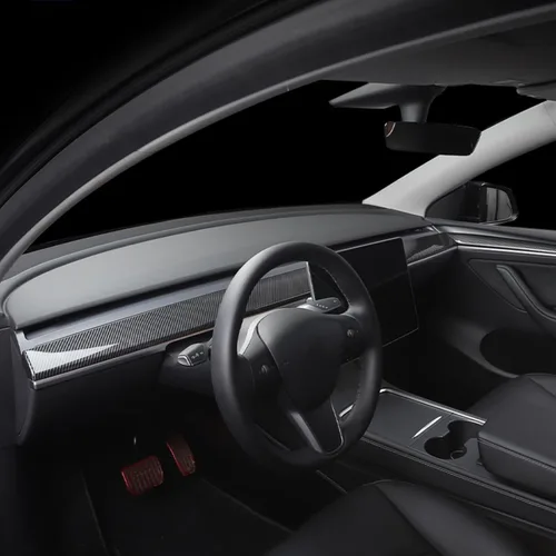Vista 8 de x xotic tech Cubierta de panel de consola central con patrón de fibra de carbono brillante, compatible con Tesla Model 3 2017 2018 2019 2020 2021