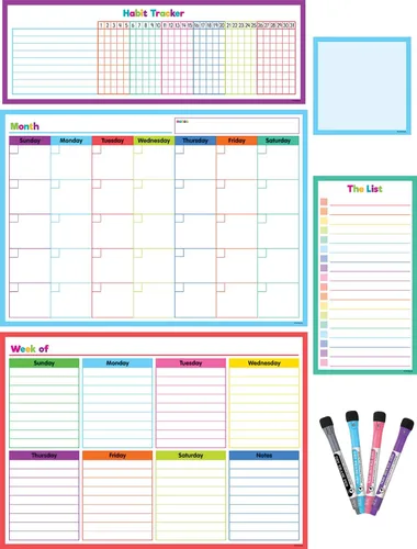 Vista 4 de Juego de calendario magnético de borrado en seco en blanco y negro