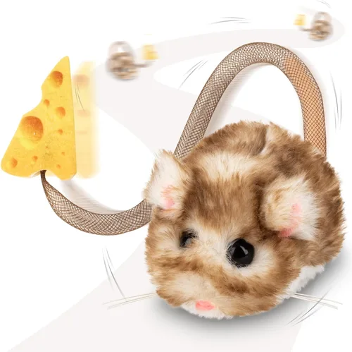 Vista 11 de Migipaws MigiMouse - Juguete interactivo para gatos con rodamiento y giro de 360° con cola de plástico de malla para gatos de interior, sensor
